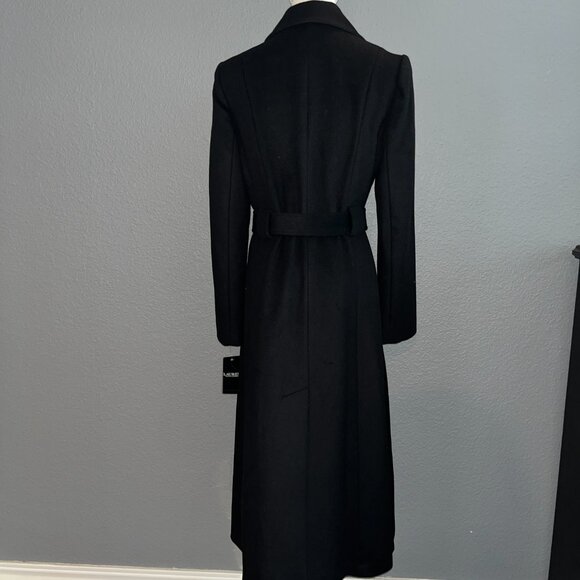 LAUREN RALPH LAUREN WOOL BLEND BELTED WRAP TRENCH COAT BLACK NEW WITH TAGS SZ 6 - Picture 7 of 16